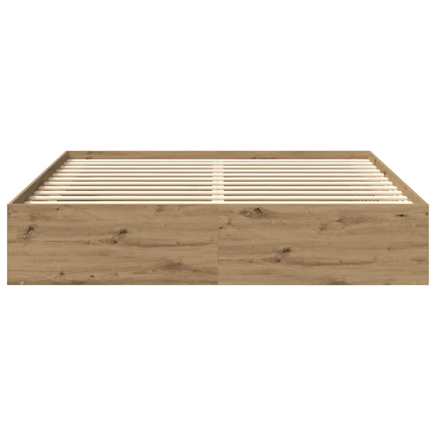 Bedframe Zonder Matras Spaanplaat Artisanaal Artisanaal Eikenkleurig 200 x 200 cm
