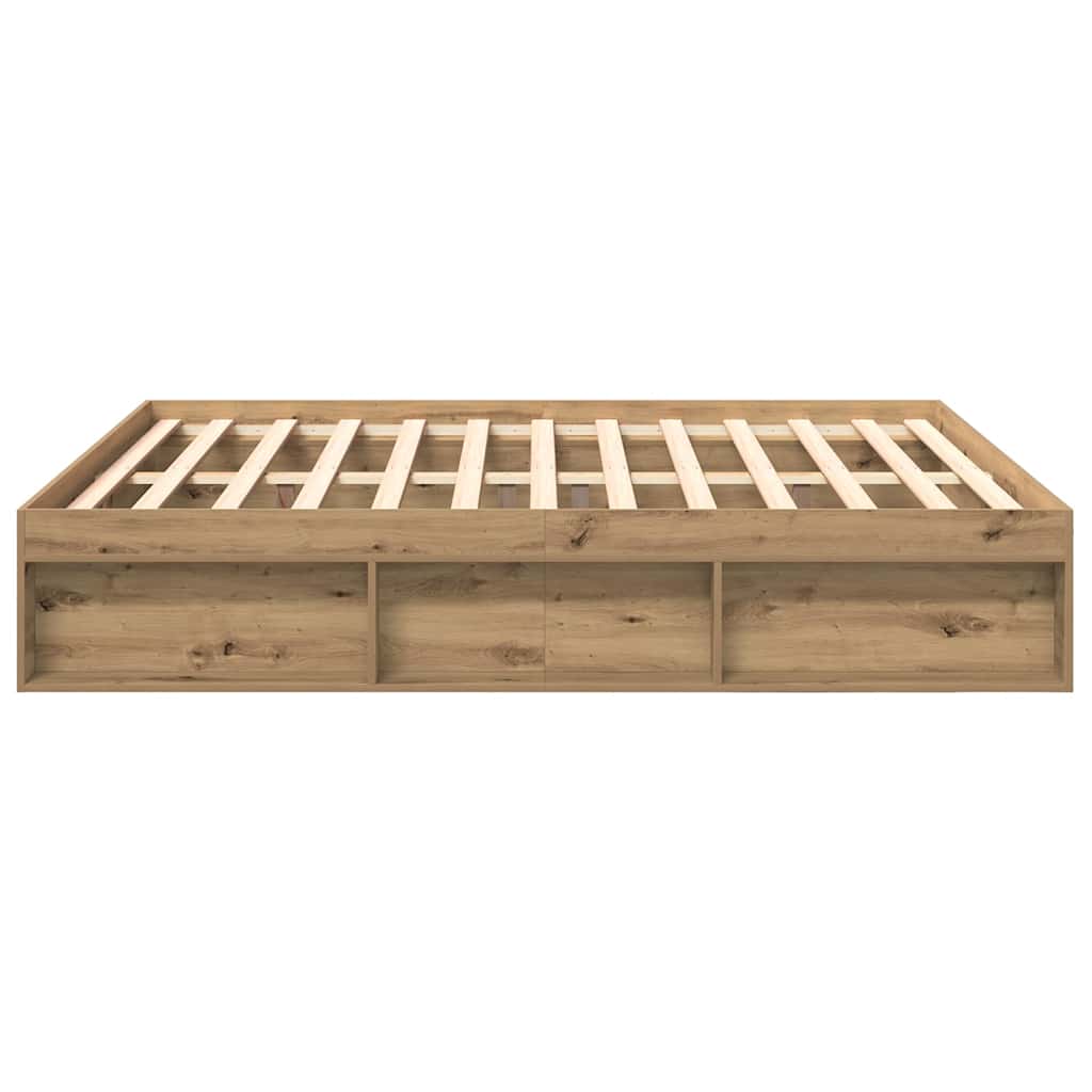 Bedframe Zonder Matras Spaanplaat Artisanaal Artisanaal Eikenkleurig 200 x 200 cm