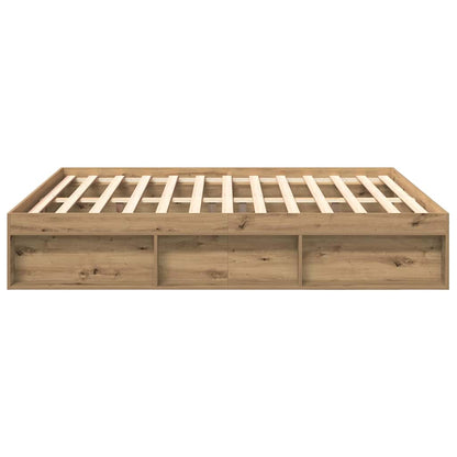 Bedframe Zonder Matras Spaanplaat Artisanaal Artisanaal Eikenkleurig 200 x 200 cm