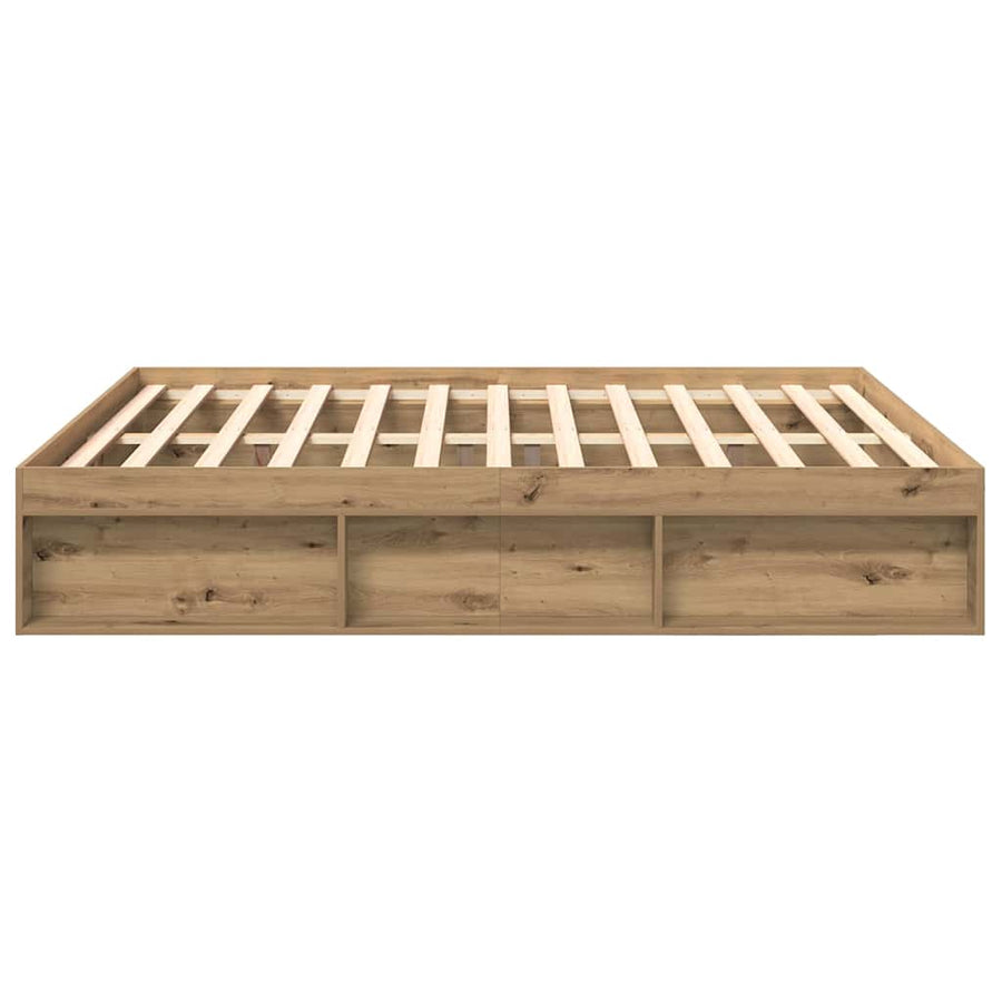 Bedframe Zonder Matras Spaanplaat Artisanaal Artisanaal Eikenkleurig 200 x 200 cm