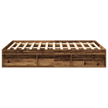 Bedframe zonder matras bewerkt 120x190 cm bewerkt hout oud