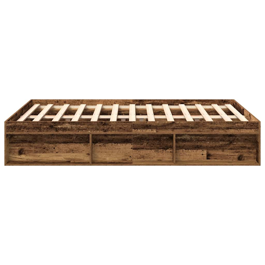 Bedframe zonder matras bewerkt 120x190 cm bewerkt hout oud