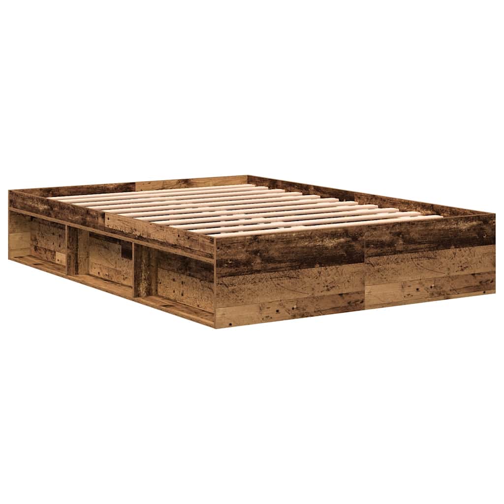 Bedframe zonder matras bewerkt 120x190 cm bewerkt hout oud