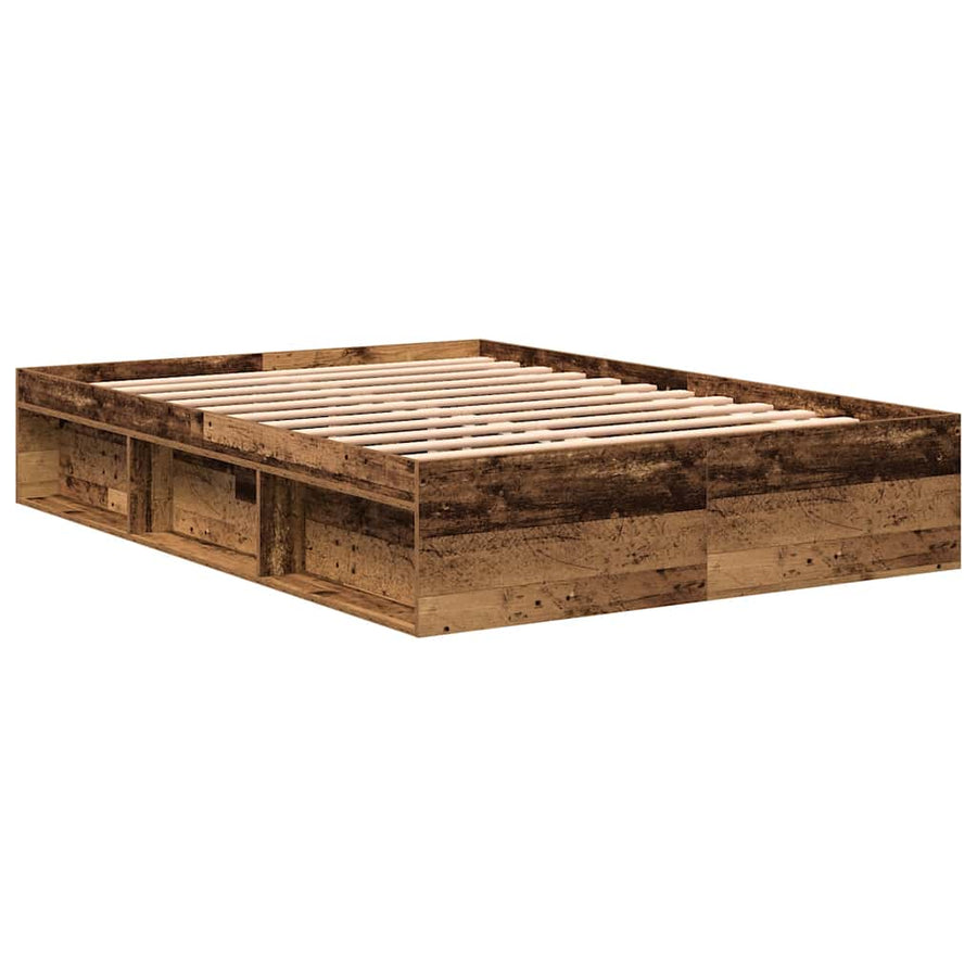 Bedframe zonder matras bewerkt 120x190 cm bewerkt hout oud