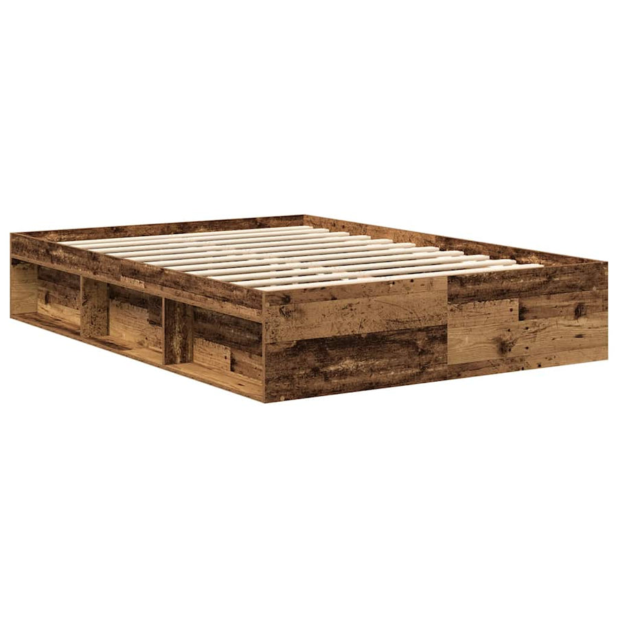 Bedframe zonder matras bewerkt 140x190 cm bewerkt hout oud