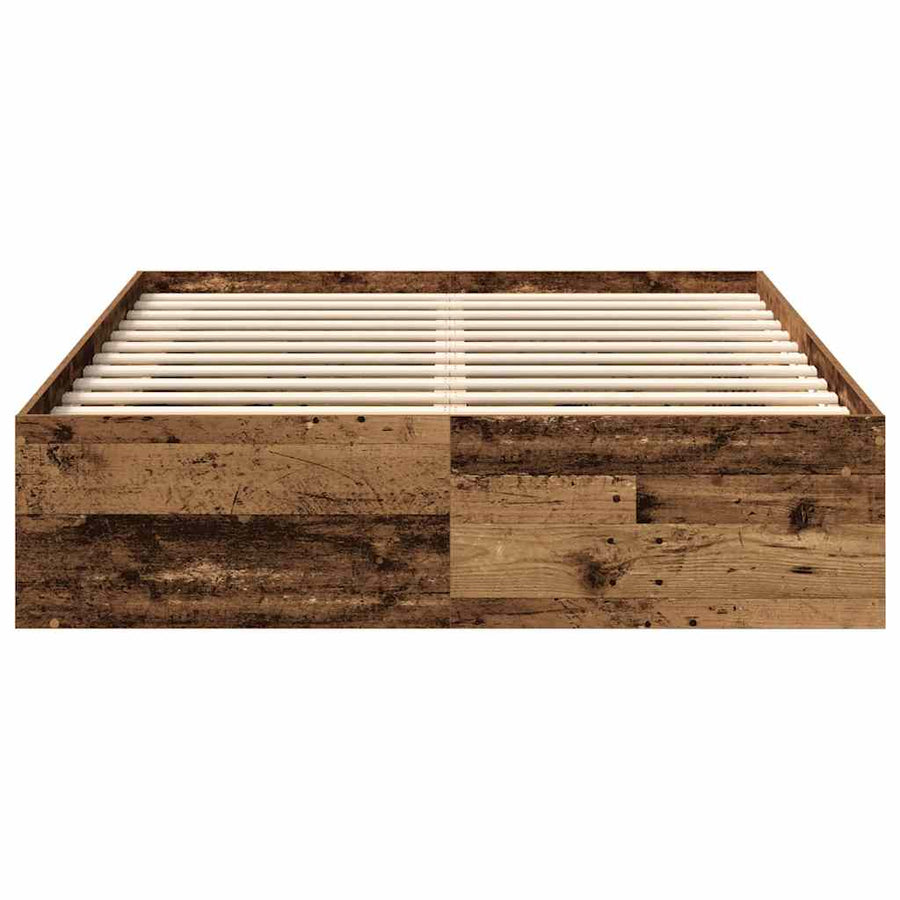 Bedframe zonder matras bewerkt 140x190 cm bewerkt hout oud