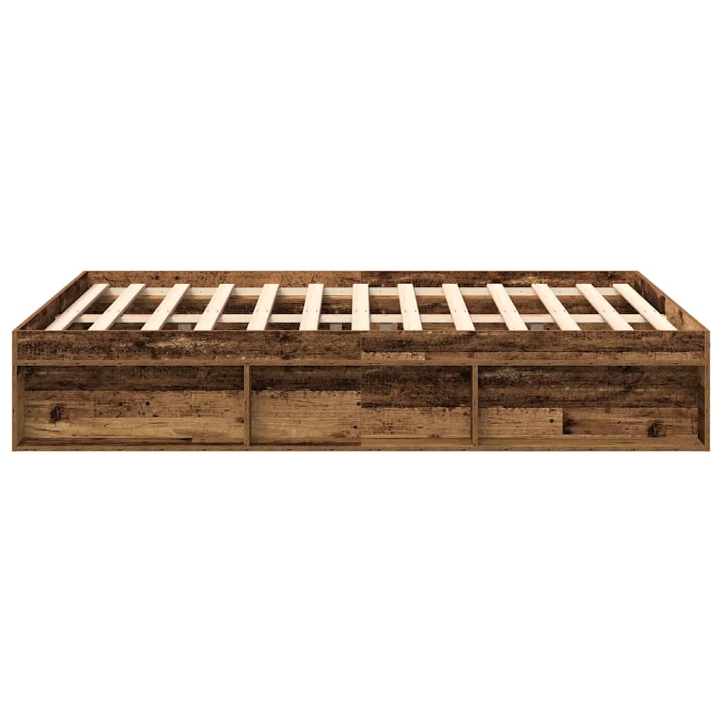 Bedframe zonder matras bewerkt 140x190 cm bewerkt hout oud