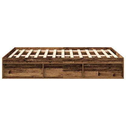 Bedframe zonder matras bewerkt 140x190 cm bewerkt hout oud