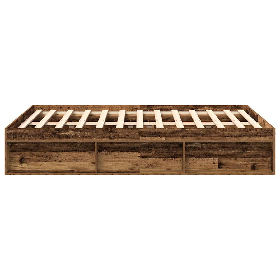 Bedframe zonder matras bewerkt 140x190 cm bewerkt hout oud