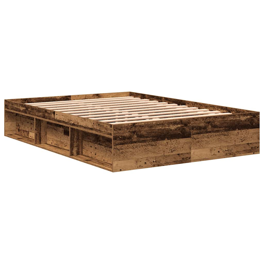 Bedframe zonder matras bewerkt 140x190 cm bewerkt hout oud
