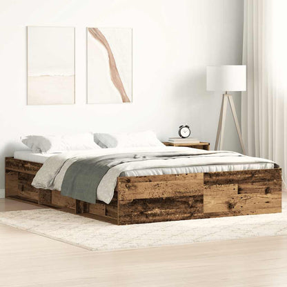 Bedframe zonder matras bewerkt 140x190 cm bewerkt hout oud