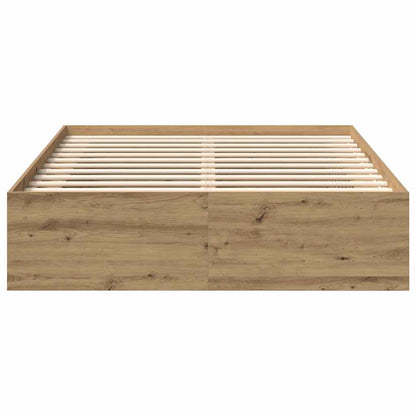 Bedframe zonder matras spaanplaat artisanaal eikenkleurig