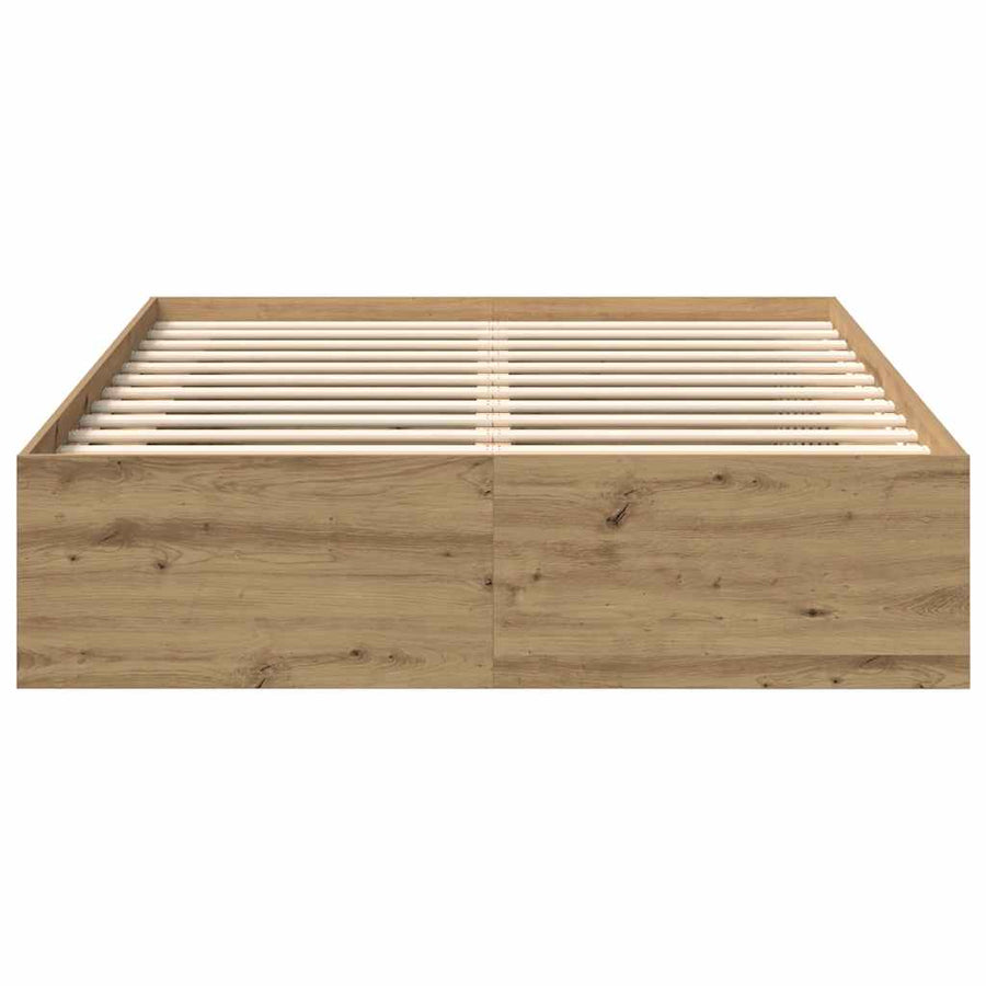 Bedframe zonder matras spaanplaat artisanaal eikenkleurig