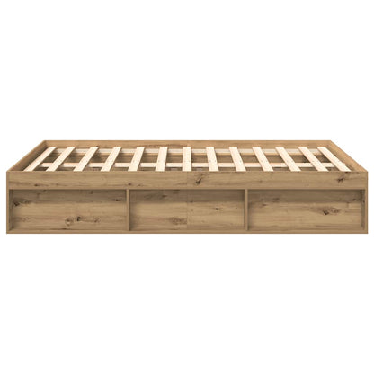 Bedframe zonder matras spaanplaat artisanaal eikenkleurig