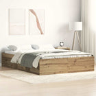 Bedframe 140x190 cm spaanplaat eikenkleurig