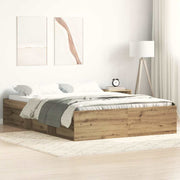 Bedframe 140x190 cm spaanplaat eikenkleurig