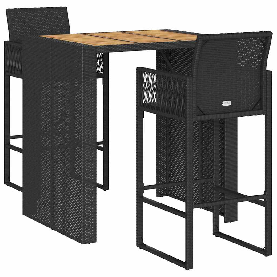 3-Delige Tuinbarset Zonder Kussens Poly Rattan Acacia 2