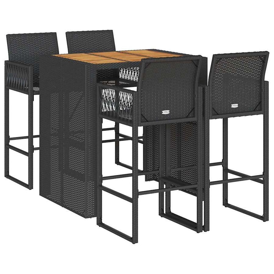 5-Delige Tuinbarset Zonder Kussens Poly Rattan Acacia 4