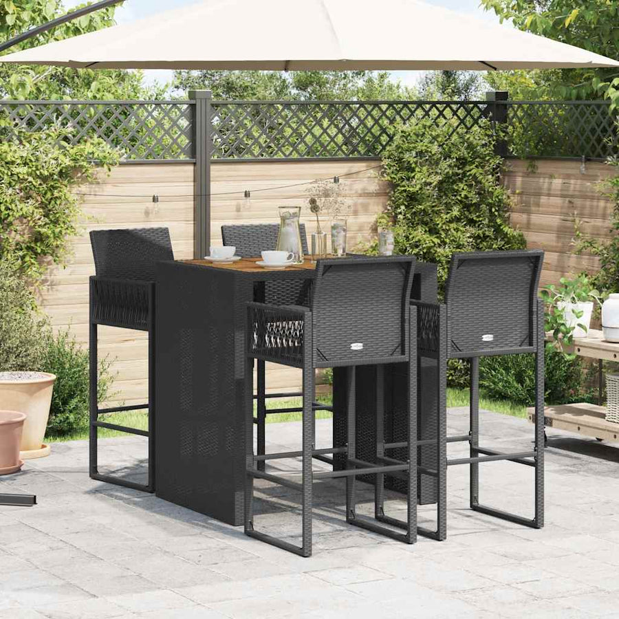 5-Delige Tuinbarset Zonder Kussens Poly Rattan Acacia 4