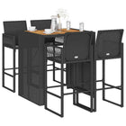 Tuinbarset 5-delig poly rattan acacia zwart