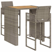 3-delige Tuinbarset zonder kussens poly rattan acacia grijs