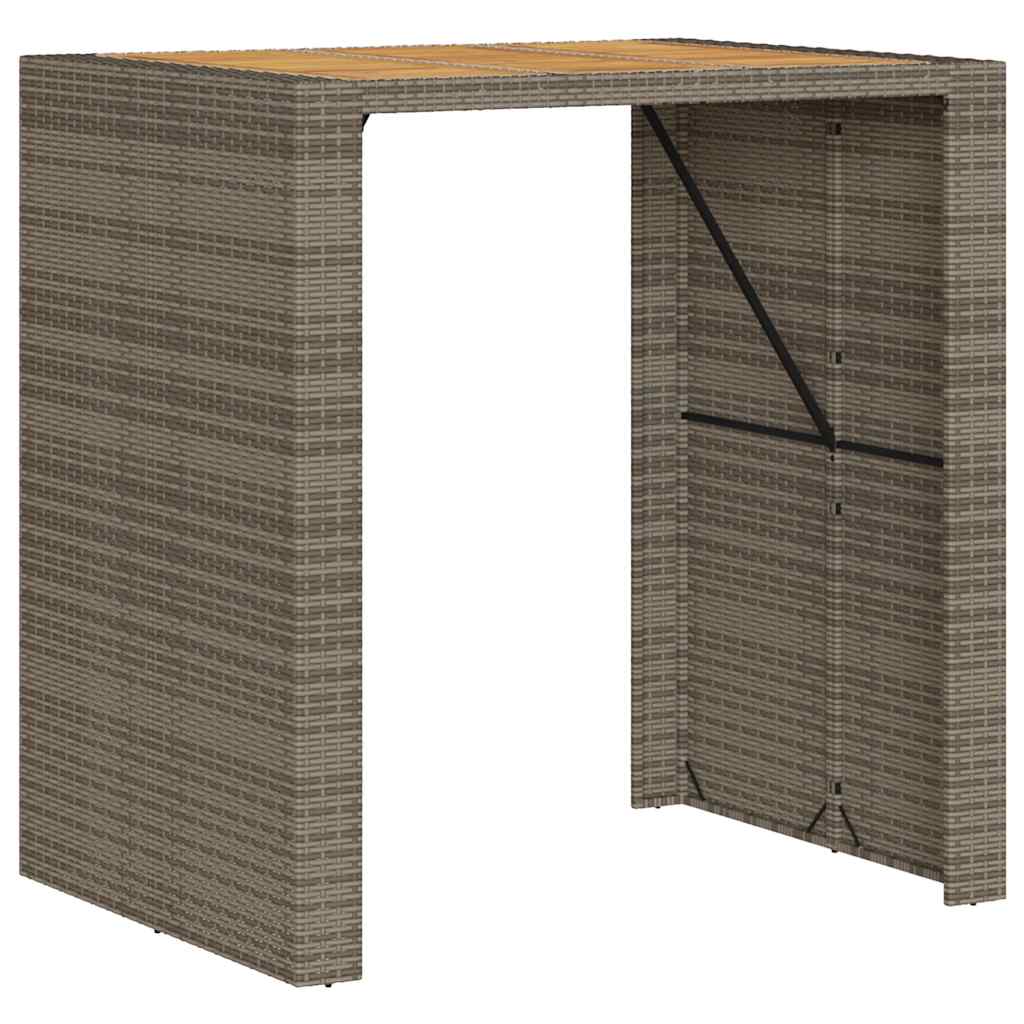 3-delige Tuinbarset zonder kussens poly rattan acacia grijs