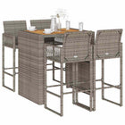 5-piece garden bar set without cushions poly rattan acacia grey