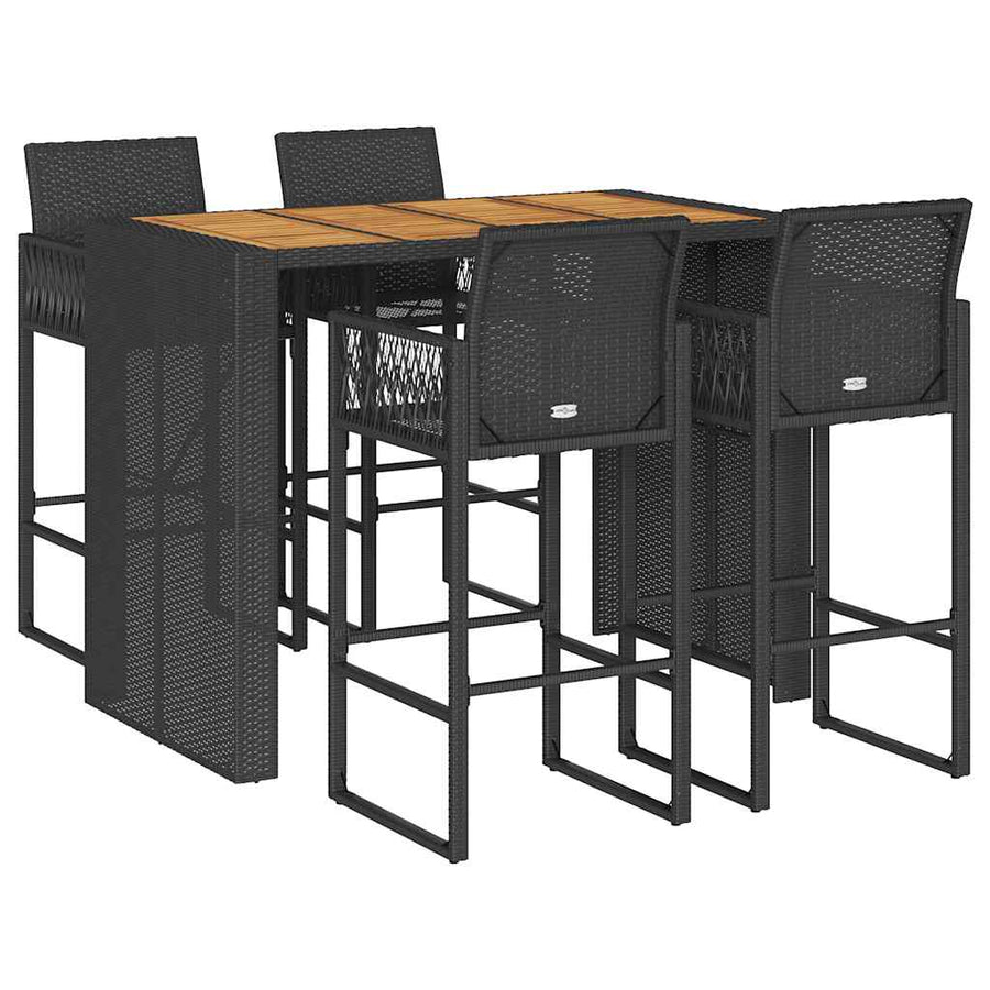 5-Delige Tuinbarset Zonder Kussens Poly Rattan Acacia 4