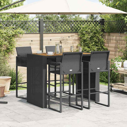 5-Delige Tuinbarset Zonder Kussens Poly Rattan Acacia 4