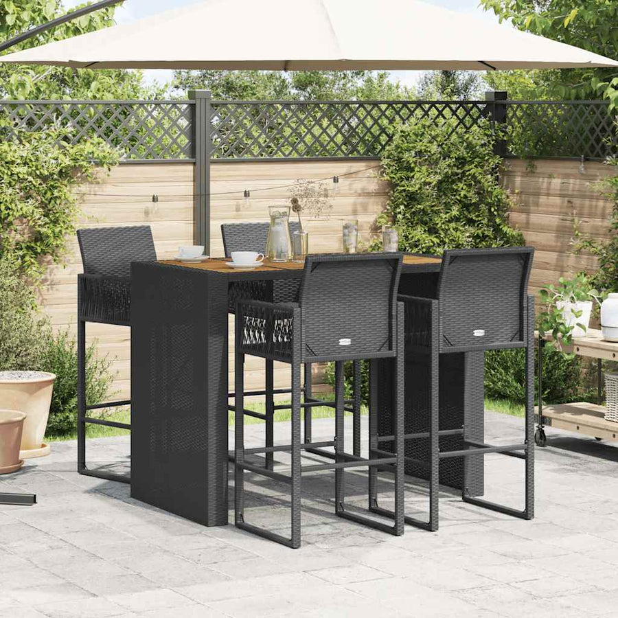5-Delige Tuinbarset Zonder Kussens Poly Rattan Acacia 4