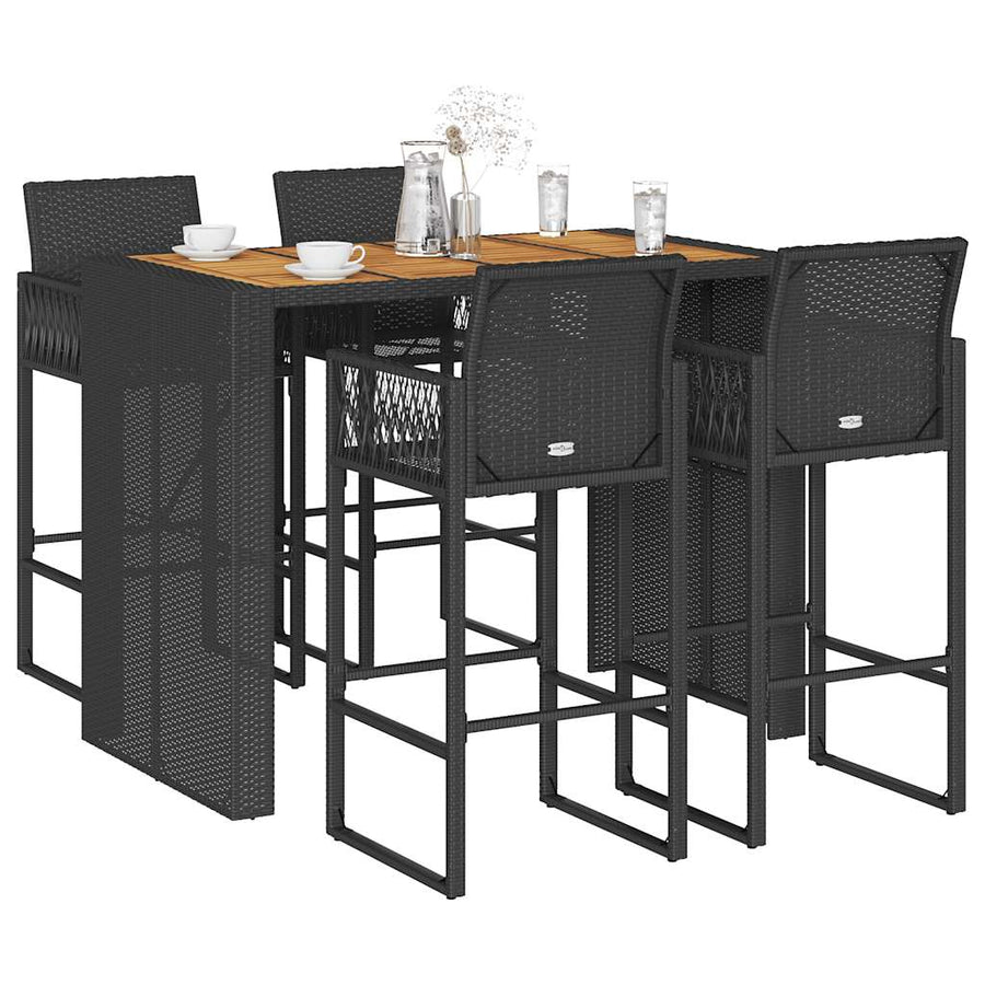 5-Delige Tuinbarset Zonder Kussens Poly Rattan Acacia 4