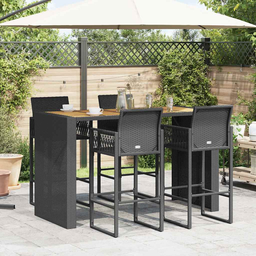 5-Delige Tuinbarset Zonder Kussens Poly Rattan Acacia 4