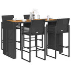 Tuinbarset 5-delig poly rattan acacia zwart