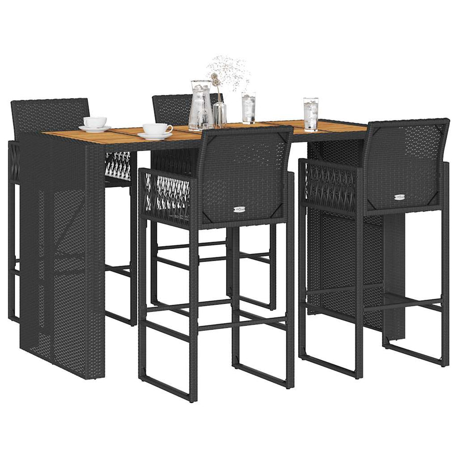 5-Delige Tuinbarset Zonder Kussens Poly Rattan Acacia 4