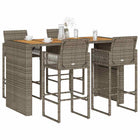 5-piece Garden Bar Set without cushions poly rattan acacia grey