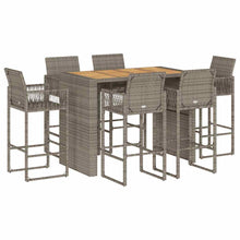 7-delige Tuinbarset zonder kussens poly rattan acacia grijs