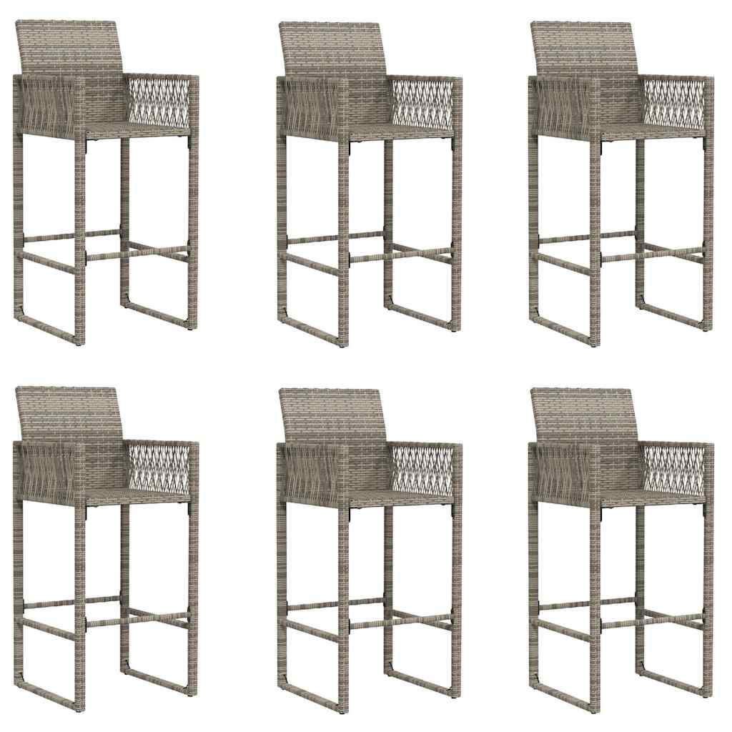 7-delige Tuinbarset zonder kussens poly rattan acacia grijs