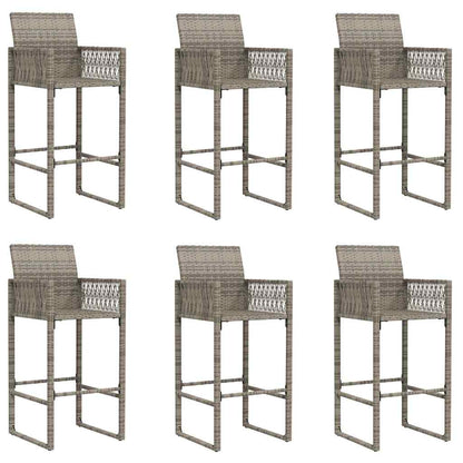 7-delige Tuinbarset zonder kussens poly rattan acacia grijs