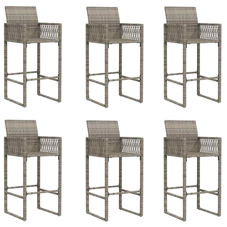 7-delige Tuinbarset zonder kussens poly rattan acacia grijs