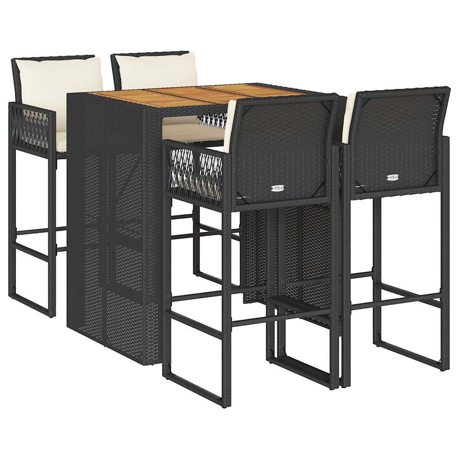 5-Delige Tuinbarset Met Kussens Poly Rattan Acacia 4