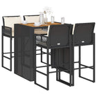 Tuinbarset 5-delig poly rattan acacia zwart