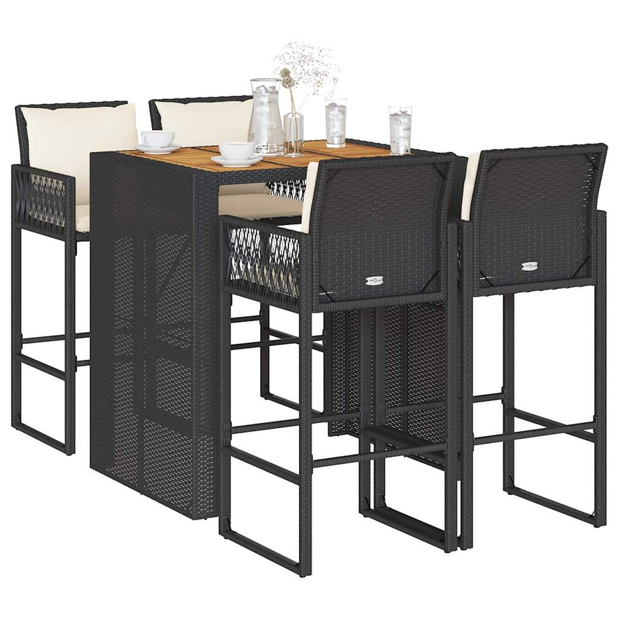 5-Delige Tuinbarset Met Kussens Poly Rattan Acacia 4