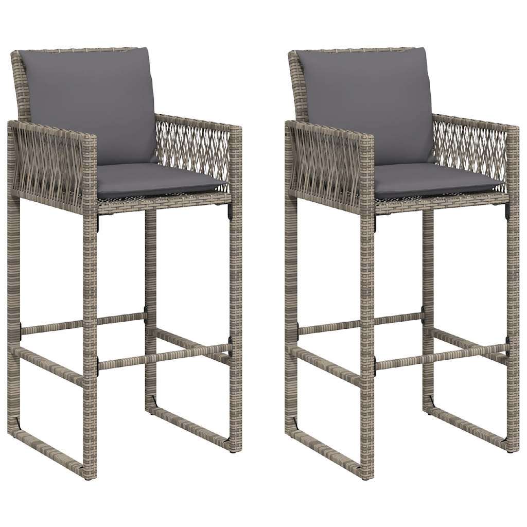 3-delige Tuinbarset met kussens poly rattan acacia grijs