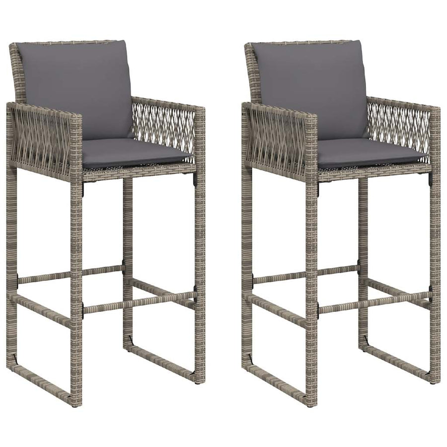 3-delige Tuinbarset met kussens poly rattan acacia grijs