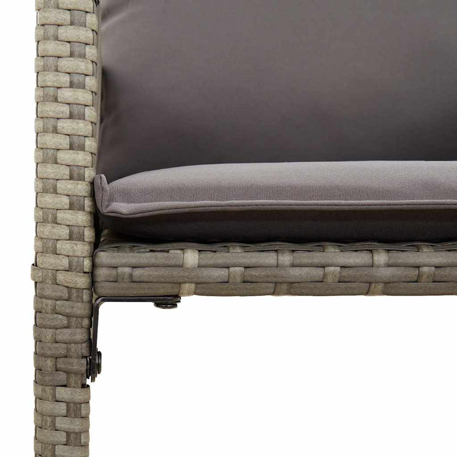 3-delige Tuinbarset met kussens poly rattan acacia grijs