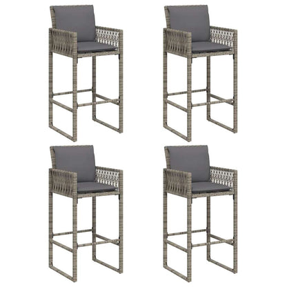 5-delige Tuinbarset met kussens poly rattan acacia grijs