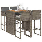 Tuinbarset 5-delig poly rattan acacia grijs
