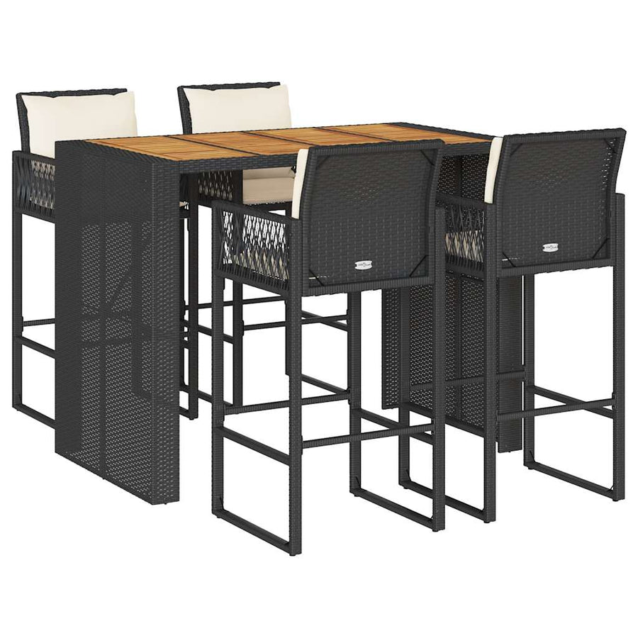 5-Delige Tuinbarset Met Kussens Poly Rattan Acacia 4