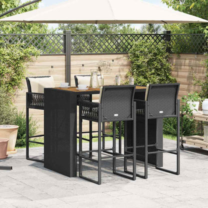5-Delige Tuinbarset Met Kussens Poly Rattan Acacia 4