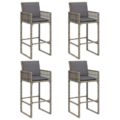 5-delige Tuinbarset met kussens poly rattan acacia grijs